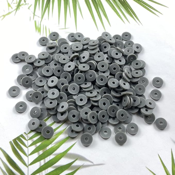 2000pcs Heishi Vinyl Beads Flat Round Polymer Clay Spacer Beads for Making Bracelet Necklace Earring Accessories DIY Handmade Craft(Dark Gray, 6mm)