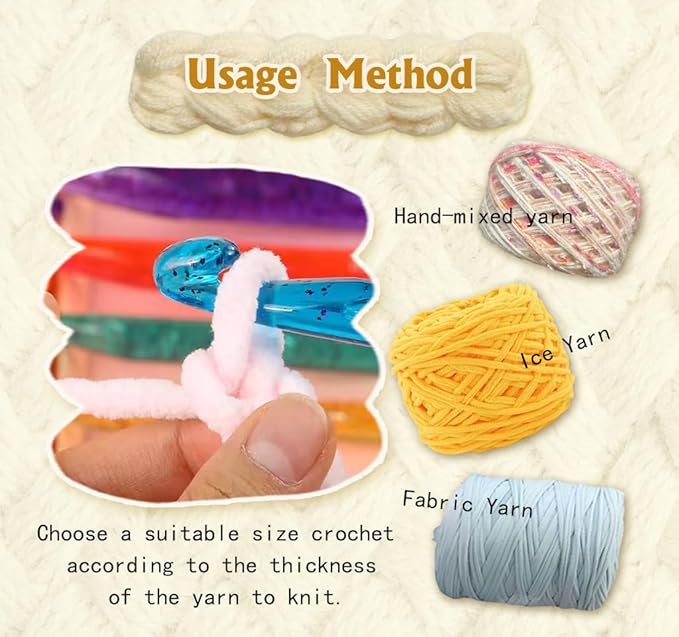 Tovyzalg Colorful Transparent Large Crochet Hooks, Crochet Hook Set with Case, Crochet Needles for Arthritic Hands, Ergonomic Knitting Giant Crochet Hooks for Knitting Yarn Carpet Scarf Wool Roving
