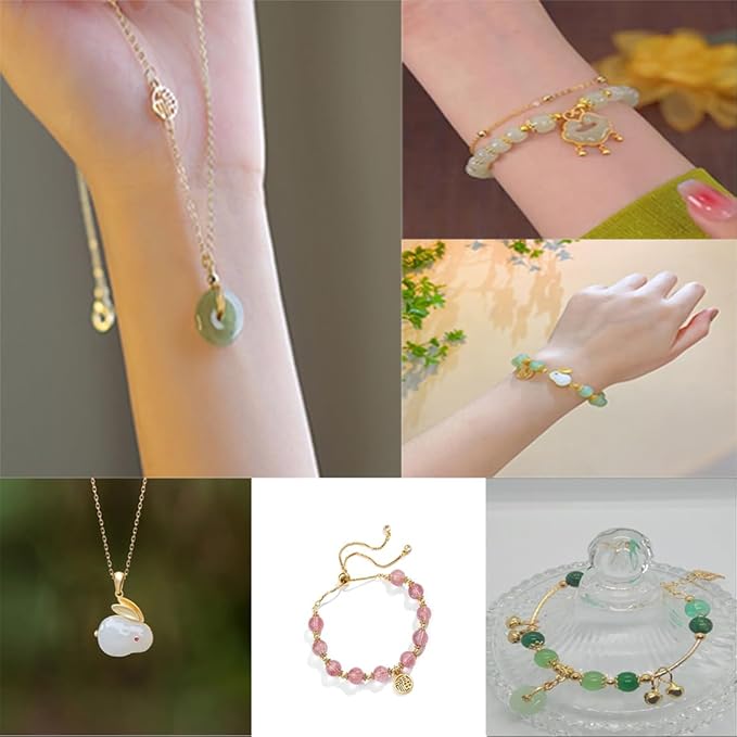 50Pcs Inlaid Alloy Imitation Jade Beads Accessories for DIY Jewelry Crafts Making,Assorted Shaped Spacer Charms Beads with Hole for DIY Necklace Bracelet Earrings Crafts Jewelry Making Kits