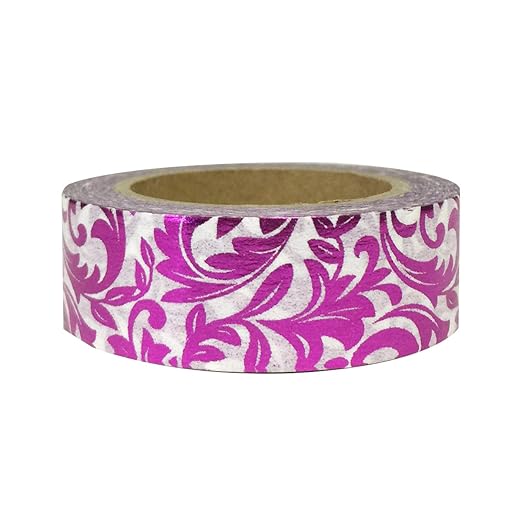 Wrapables Colorful Washi Masking Tape, Metallic Purple Damask