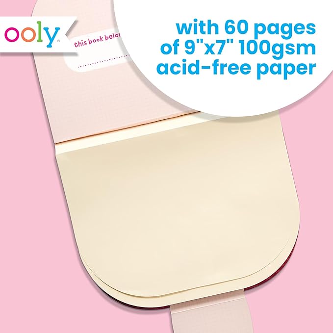 OOLY Carry Along Sketchbook for Kids, 60 Pages, 9 x 7 inches, Portable Sketch Book, Drawing Pad for Travel - Cat
