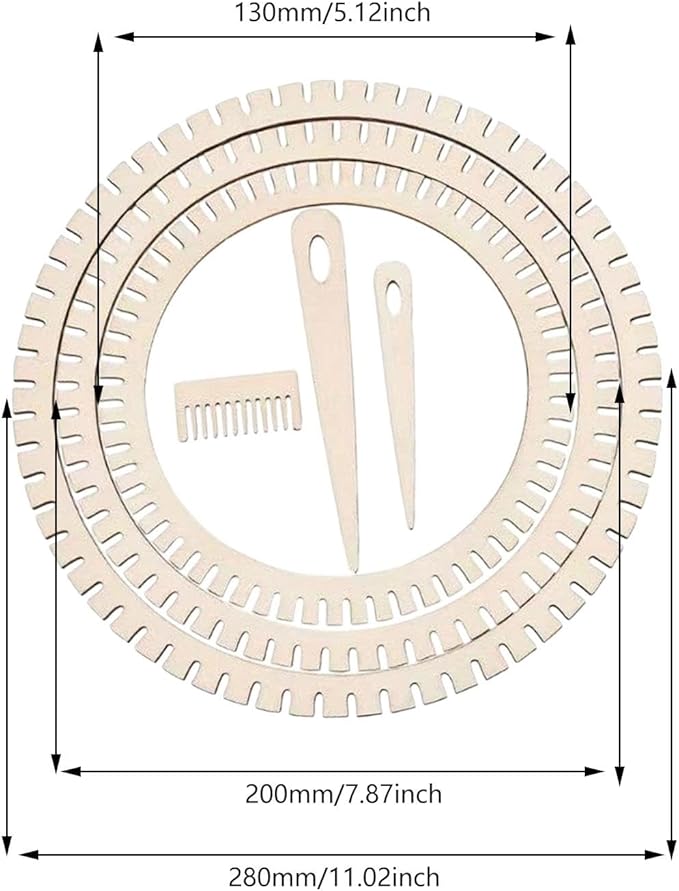 Wood Knitting Loom Kit DIY Weaving Art Easy to Use Weaving Tools Weaving Supplies for Scarf Knitted Crafts Craft Enthusiasts, Round 6pcs Set
