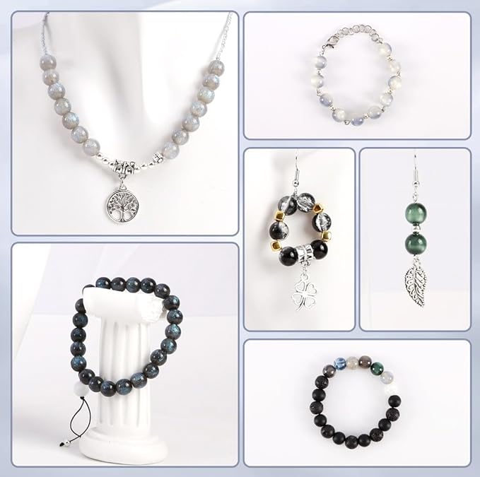glass beads for jewelry making, 18 colors glass beads for bracelets making kit including 2-8mm bead spacers/lava beads/stone rock diy jewelry making supplies for adults (thanksgiving, christmas)
