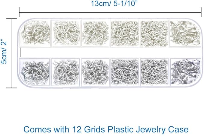 Anezus Jump Rings for Jewelry Making Supplies with Jump Ring Pliers (1200Pcs Dull Silver and Bright Silver)