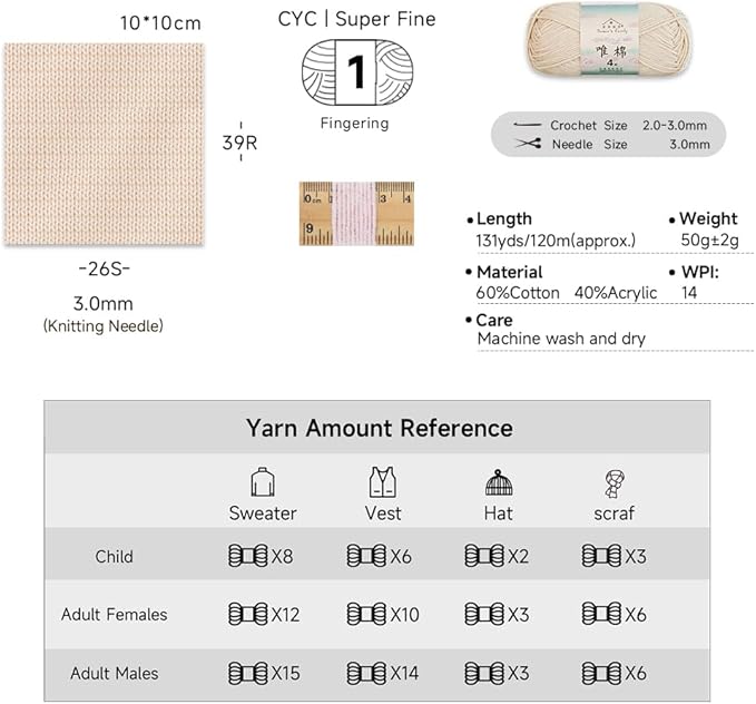 Susan’s Family 4‑Ply Yarn Combo 10 Packs – 60% Cotton 40% Acrylic Yarn for Knitting & Crochet, DIY Scarf & Blanket Pattern & Video Tutorials, Handmade Gift - Color Master (11#Christmas Gift)