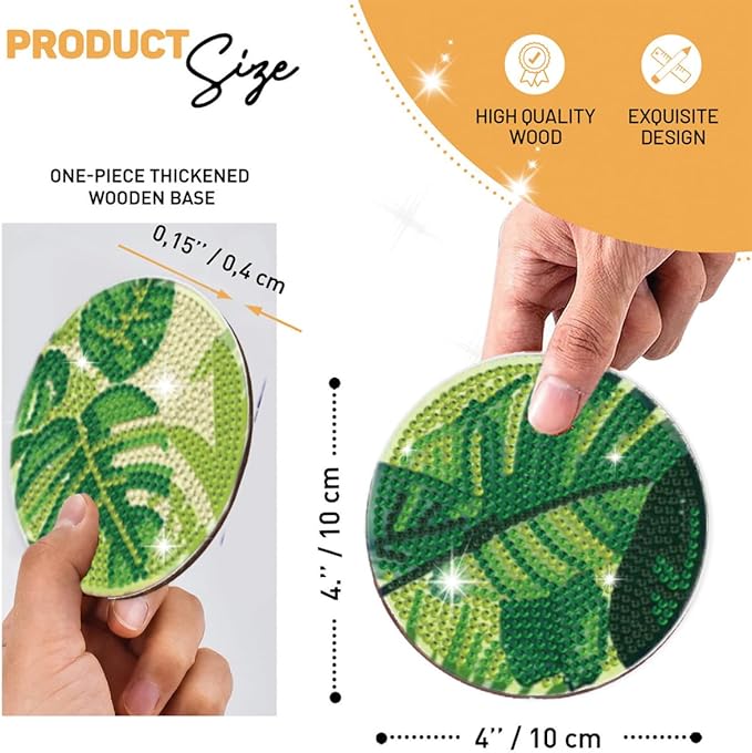10 Pcs Leaves Shaped Diamond Painting Kits, Diamond Painting Kits with Holder, Diamond Art Coasters for Beginners Adults - Perfect Art Craft Supplies Gift!… (Leaves 2)