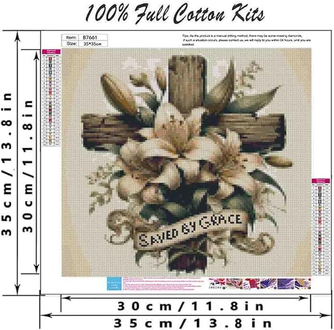 cross stitch kits for adults beginner,flower counted cross stitch kits printed stitching cute patterns dimensions needlepoint art crafts embroidery kits for adults beginners (13.7x13.7 inch)