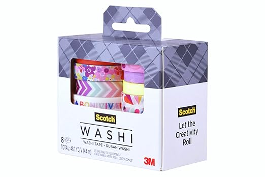 Scotch Expressions Washi Tape, 8 Rolls, Assorted Sizes & Colors, Great for Decorating and Crafts