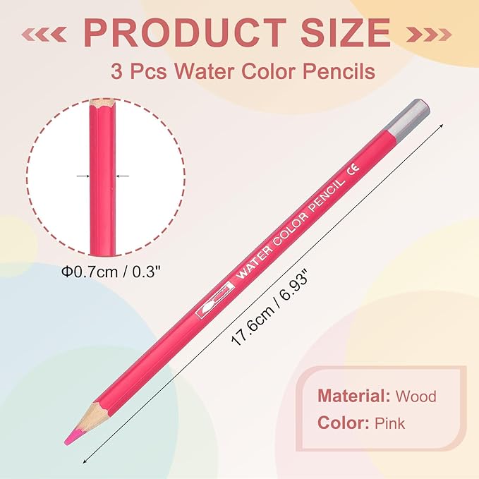 PATIKIL Watercolor Pencils, Pink Color Pencil Set Sketch Coloring Drawing Colored Pencils Bulk Artist Drawing Supplies for Adult Coloring Book Blending, 3 Pcs