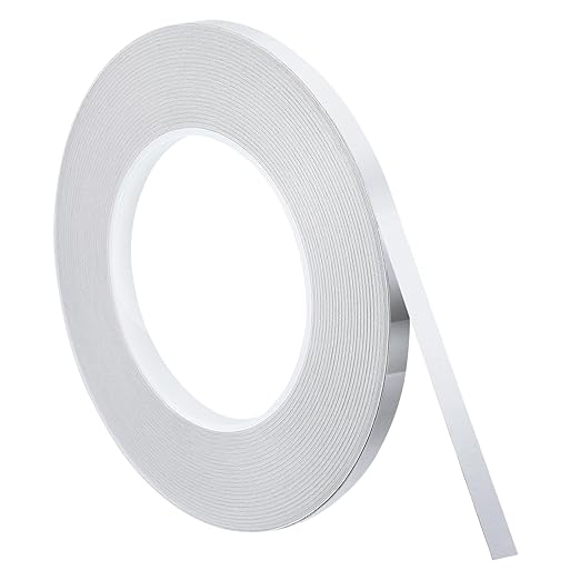 uxcell Metallic Tape, 0.31 in x 164 ft Self Adhesive Metalized Polyester Film Tape Waterproof Shiny Washi Tape for Walls Graphic Arts Gifts Wrapping Crafts Decoration, Gloss Silver