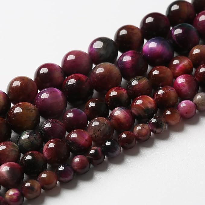 32pcs 12mm Top AAA Natural Tiger Eye Beads for Jewelry Making Rose Red Starry Sky Tiger Eye Stone Round Loose Beads DIY Bracelet Necklace Earrings