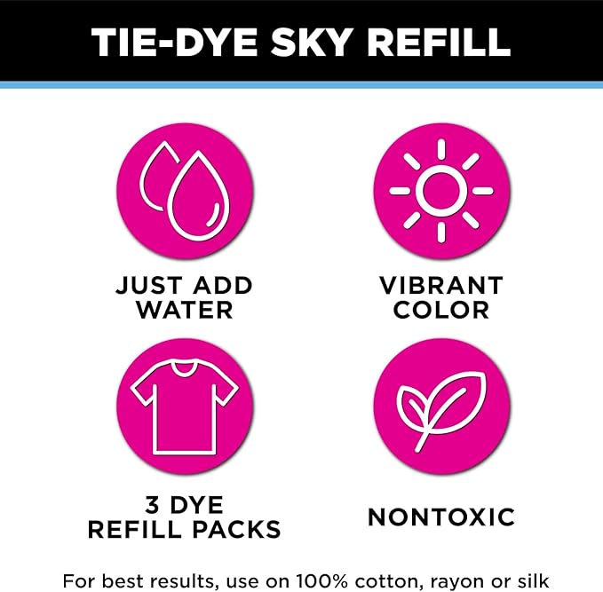 Tulip One-Step Tie-Dye Kit , 3 Fabric Dye Refill Packs, Packs, Sky