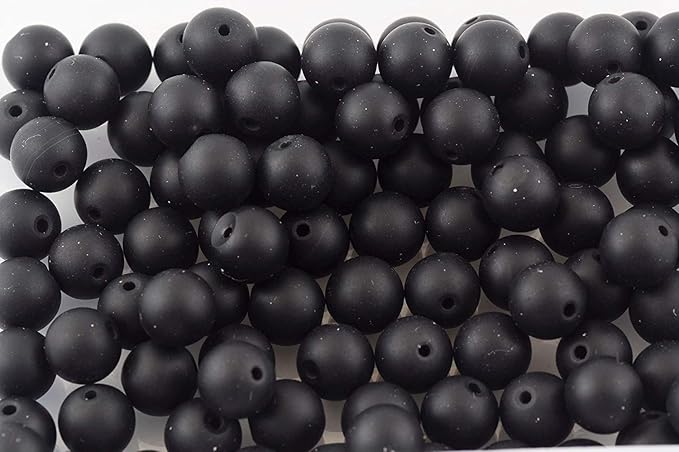 Natural Stone Beads 100pcs 6mm Matte Black Onyx Agate Dull Polish Round Stone Beading Loose Gemstone DIY Smooth Beads for Bracelet Necklace Earrings Jewelry Making (Matte Black Onyx, 6mm)