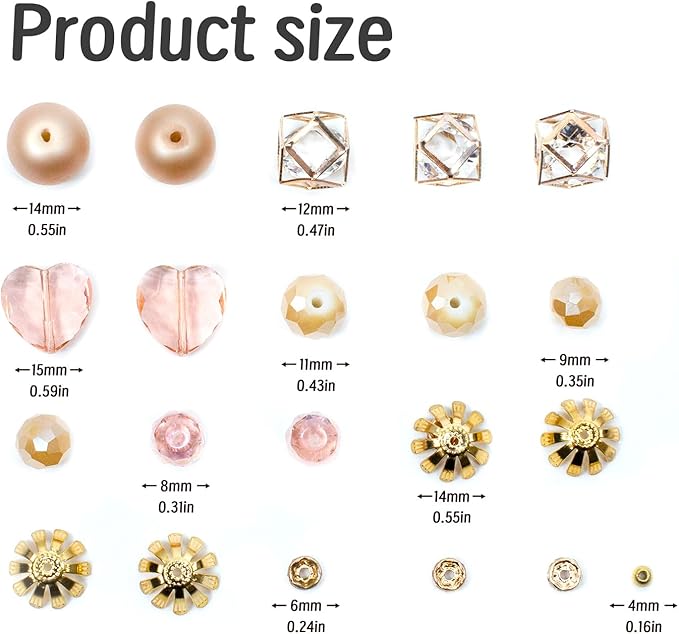 Glass Beads for Bracelets Jewelry Making Adults Keychains Bead Strand Large Unique Crystal Assortment for Craft Rondelle Faceted Flat Crackle Sparkly Bling Cute Pretty Beading Kit (2-pcs Coral)