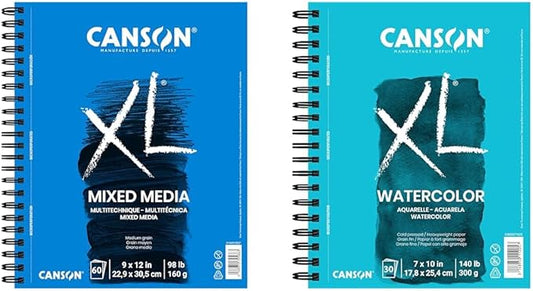 Canson XL Series Mixed Media and Watercolor Paper Pads, 9x12 in 60 Sheets and 7x10 in 30 Sheets
