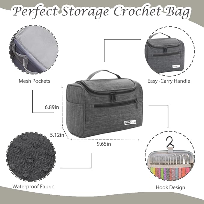 yarniss crochet kit for beginners - 840 yards crochet yarn and 14 sizes (2.0-10.0mm) ergonomic hooks with organizer bag, all inclusive crocheting & knitting set for adults