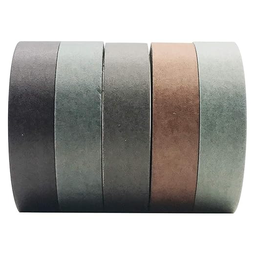 EnYan Solid Color Washi Tapes Set, 5 Rolls Basic Collection Decoration 10mm Wide Japanese Masking Decorative Tapes for Bullet Journal Planners DIY Crafts Arts Scrapbooking Adhesive