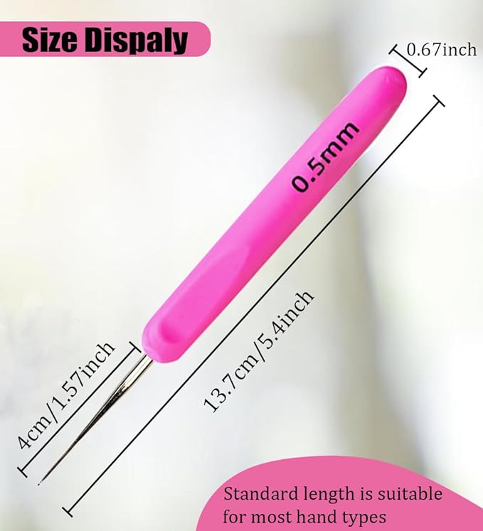 Weabetfu Dreadlocks Crochet Hooks with Ergonomic Handle,Dreadlock Needle Tool for Craft,Dreadlock Crochet Hook for Hair 0.5mm 1 Hook