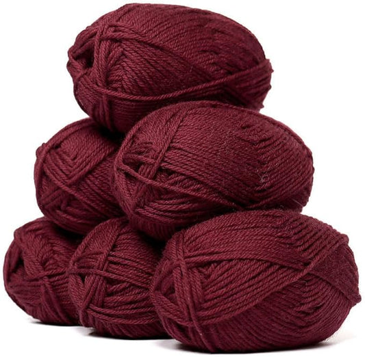 Alpaca Warehouse 100% Pure Wool Yarn Superwash Set of 6 Skeins (300 Grams) DK Weight - Sourced Directly from Peru - Heavenly Soft and Perfect for Knitting and Crocheting (Burgundy - 6 Skeins)