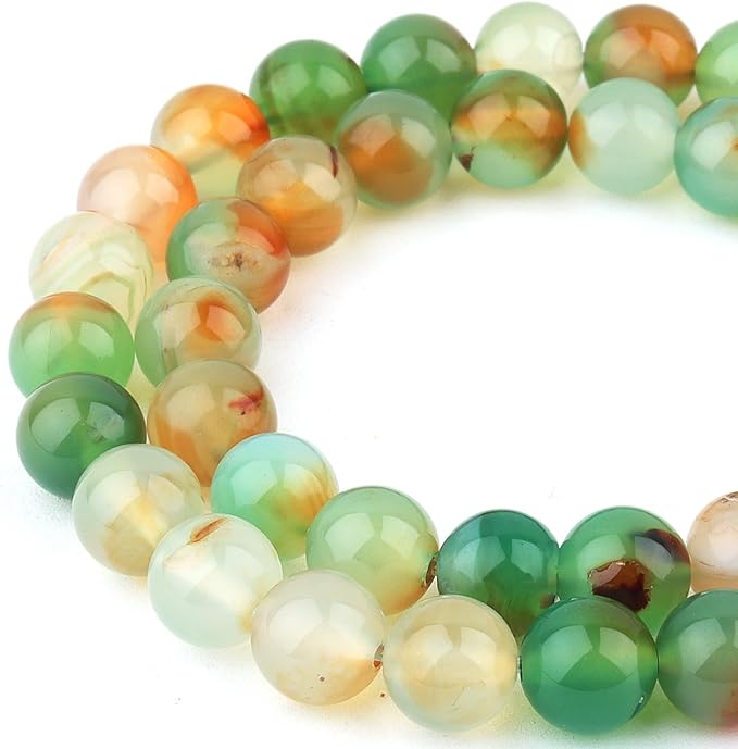 Natural Stone Beads for Jewelry Making - 10mm Gemstone Round Beads for Bracelets(35-37pcs, Peacock Agate)