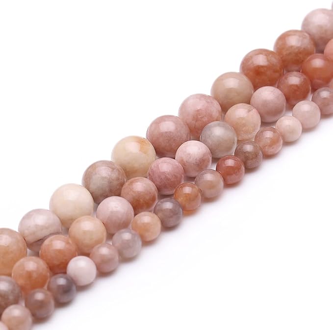 youngbling natural gemstone beads for jewelry making,6mm sunstone polished round smooth stone beads for bracelet necklace 15 inch