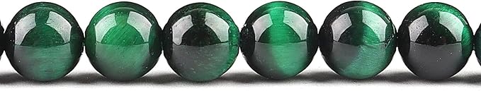 Natural Stone Beads Gemstone Beads for Jewelry Making - Crystal Beads for Bracelets, 8mm Beads Round Loose Beads(44-47pcs, 8mm, Green Tiger Eye)