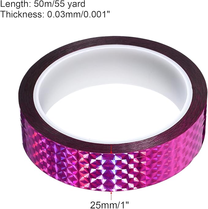 PATIKIL Prism Tape 1 Inch x 55 Yards, Holographic Metalized Reflective Adhesive for Detailing Accent Wall Decor Art, Rose