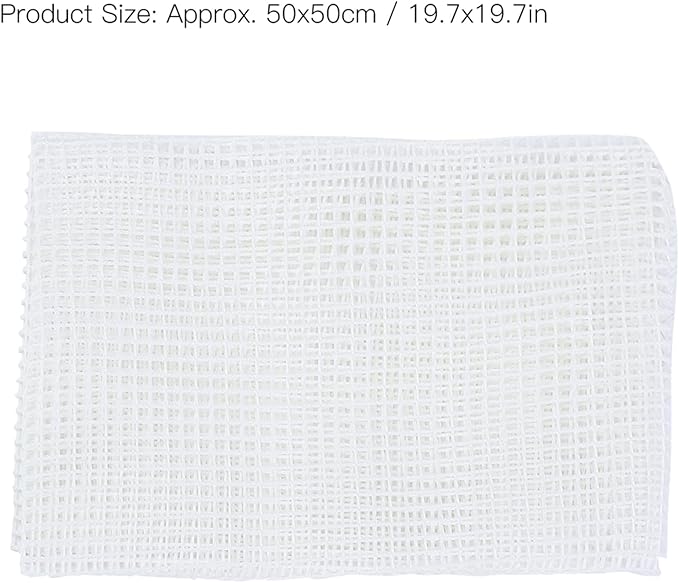 Blank Rug Hooking Mesh, Wooden Handle Crochet Mesh Fabric, Household DIY Hand Made Crocheting Carpet Rug Knitting Mesh Cloth Accessory Tools for DIY (Mesh Cloth 50cm + Wooden Handle Crochet Hook)