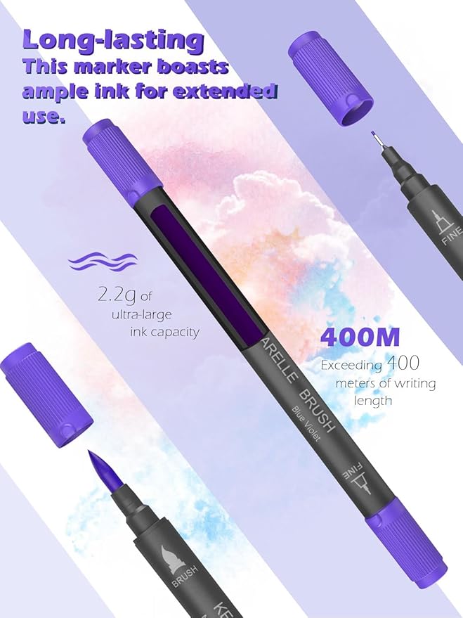 Markers for Adult Coloring Books: 60 Color Dual Tip Fine & Brush Pens Water-Based Coloring Marker for Adults Drawing Sketching Bullet Journal Writing Lettering No bleeding