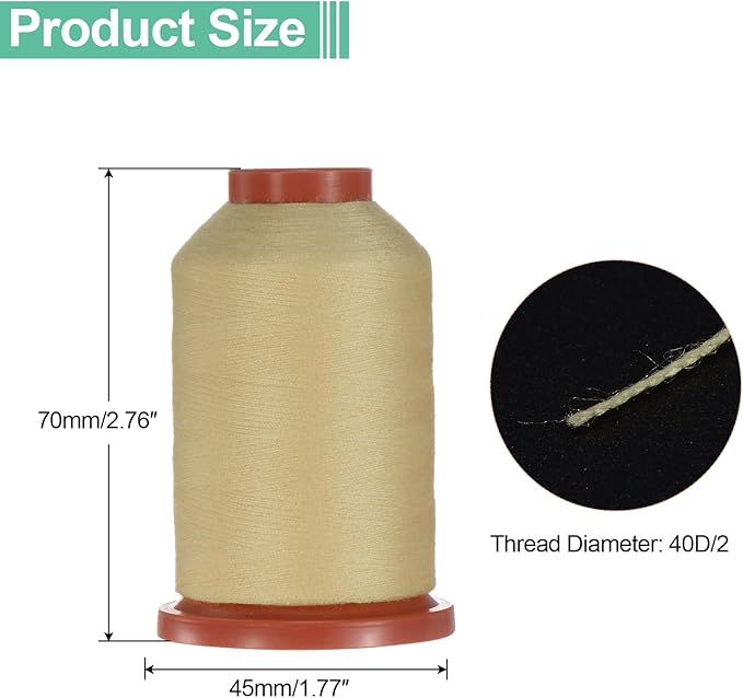 uxcell 40D/2 Sewing Thread 1100 Yards Polyester Household Sewing String Hand Stitching Polyester Cord for Clothing Stitching Shoe Bag Repairing DIY Craft Dark Apricot