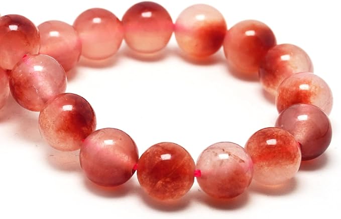 Jade Stone Beads for Jewelry Making - 6mm Gemstone Round Beads for Bracelets(59-62pcs, Red Cloudy Jade)
