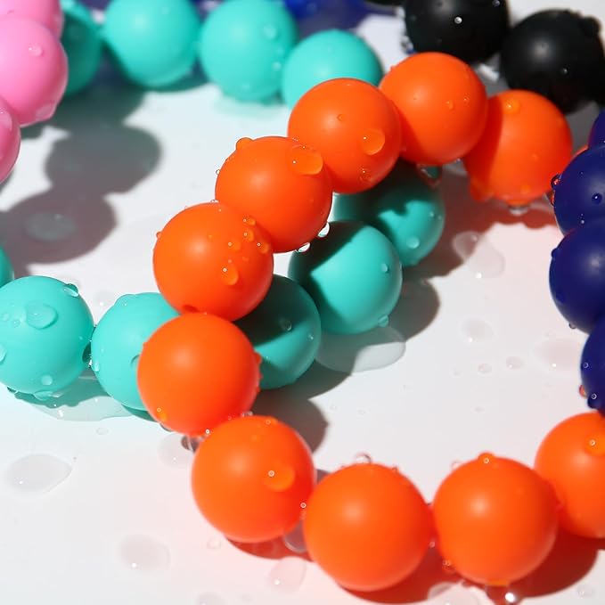 120pcs 15mm Bulk Silicone Beads for Pens, Keychains, Necklaces and Bracelets Making, Assorted Rubber Beads Set (Orange)