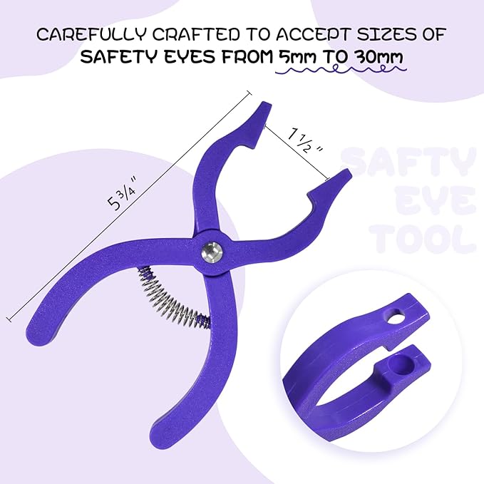UPTTHOW Safety Eyes Jig Pliers Auxiliary Tool for Attaching Doll Eyes and Noses for Amigurumi and Crochet, DIY Craft Install Accessories Supplies for Stuffed Animals, Purple