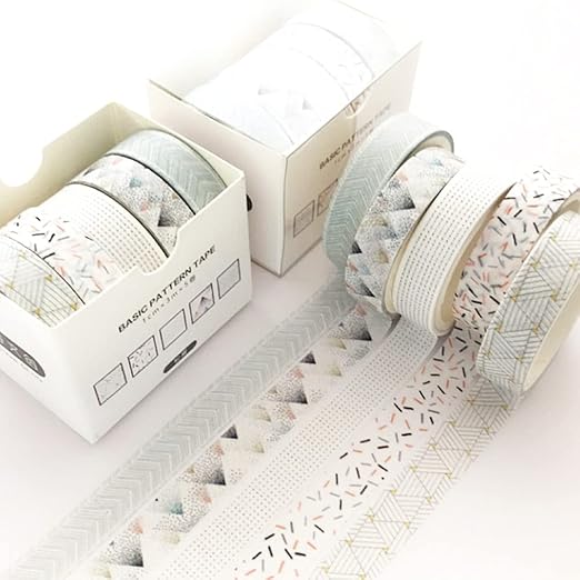 YUBBAEX 5 Rolls Washi Tape Set Creative Basic Skinny Masking Decorative Tapes for Arts, DIY Crafts, Journals, Planners, Scrapbooking, Wrapping (Pine Mist)