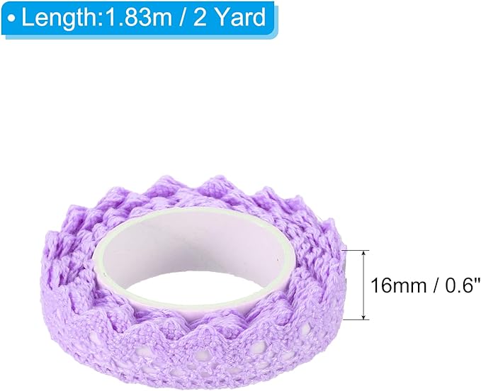 PATIKIL 0.6" Wide 2 Yards Self-Adhesive Lace Tape Lace Ribbon, 3 Pack Cotton Washi Trim Stickers Masking for Craft Scrapbooking DIY Card Making, Purple