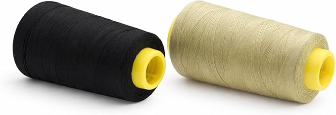 Mandala Crafts Black and Beige Thread Cones for Machine and Hand Quilting - 6000 Yds 50 WT Multiple Purpose Mercerized 100% Cotton Threads for Sewing Machine Serger Embroidery