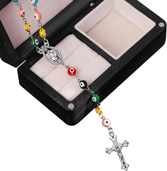 30Pcs/15Sets Alloy Rosary Kits Cross and Center Medal Charms Oval Catholic Jesus Maria Links Pendant for Diy Jewelry Making Supplies