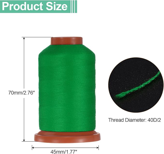 uxcell 40D/2 Sewing Thread 1100 Yards Polyester Household Sewing String Hand Stitching Polyester Cord for Clothing Stitching Shoe Bag Repairing DIY Craft Christmas Green