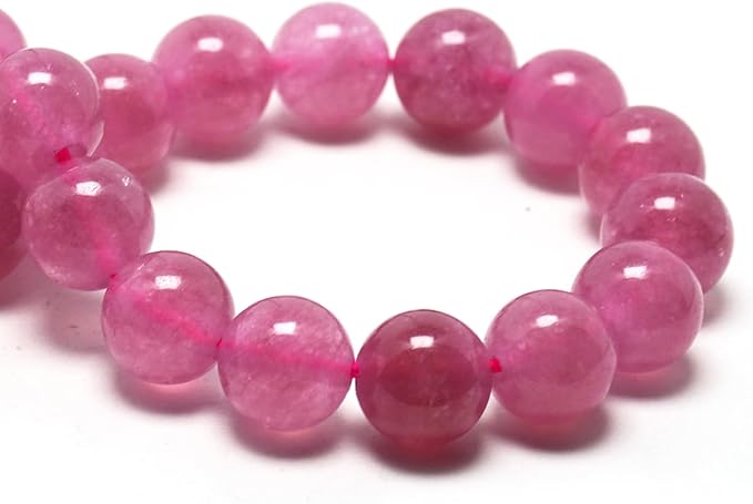 Jade Stone Beads Gemstone Beads for Jewelry Making - 10mm Round Loose Beads for Bracelets(34-37pcs, Strawberry Quartz Jade)