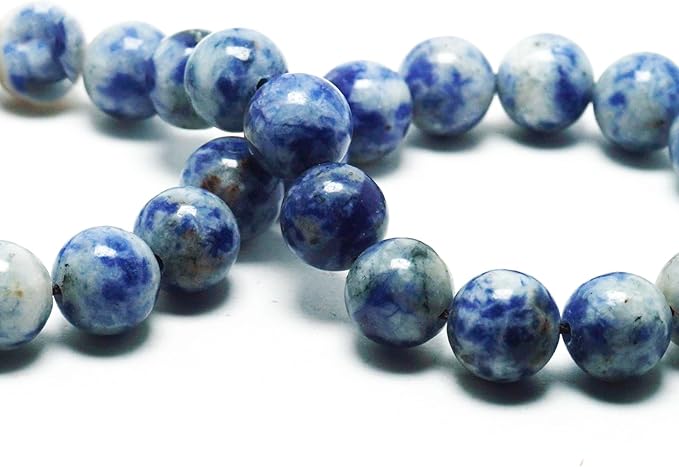 Natural Stone Beads for Jewelry Making - 8mm Gemstone Round Beads for Bracelets(45-48pcs, Blue Spot)