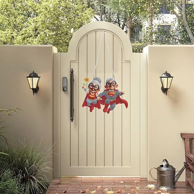 Masendp Superhero Diamond Painting Hanging Decoration kit, DIY Special-Shaped Rhinestone Window Hanging kit, Suitable for Home and Garden wall Decoration Gifts