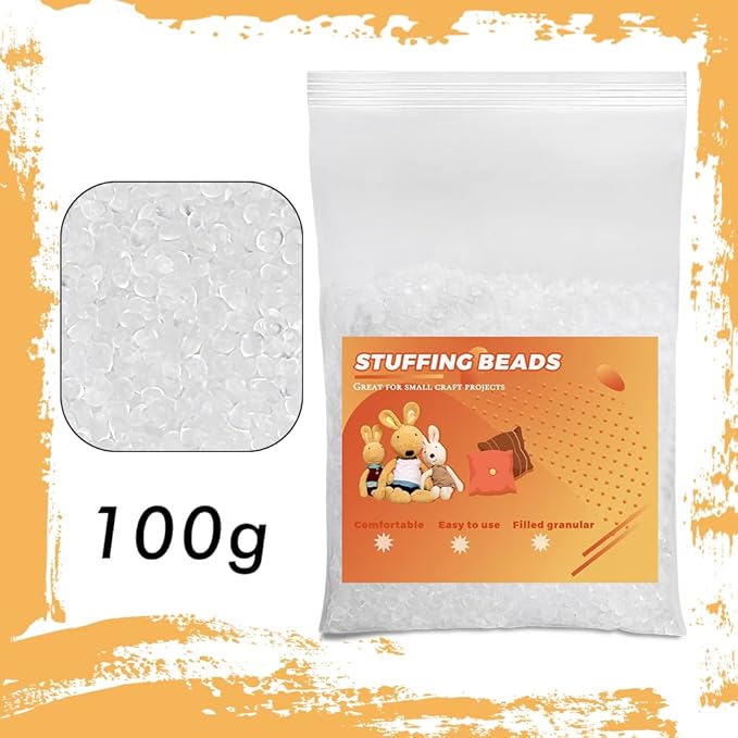 Stuffing Beads, 3.5oz Weighted Pellets for Stuffed Animals, Craft Rubber Beads for Stuffing Animals, Heavy Filler for Crafts - 100g