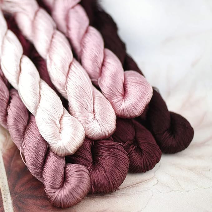 Natural 100% Silk Thread, Handmade Embroidery Thread Silk Floss 7 Colors 110m Each (55)