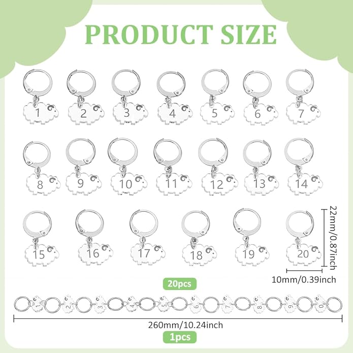 BENECREAT Sheep Stitch Markers, Clear Acrylic Crochet Stitch Marker Charms for Knitting Weaving Sewing Accessories Quilting