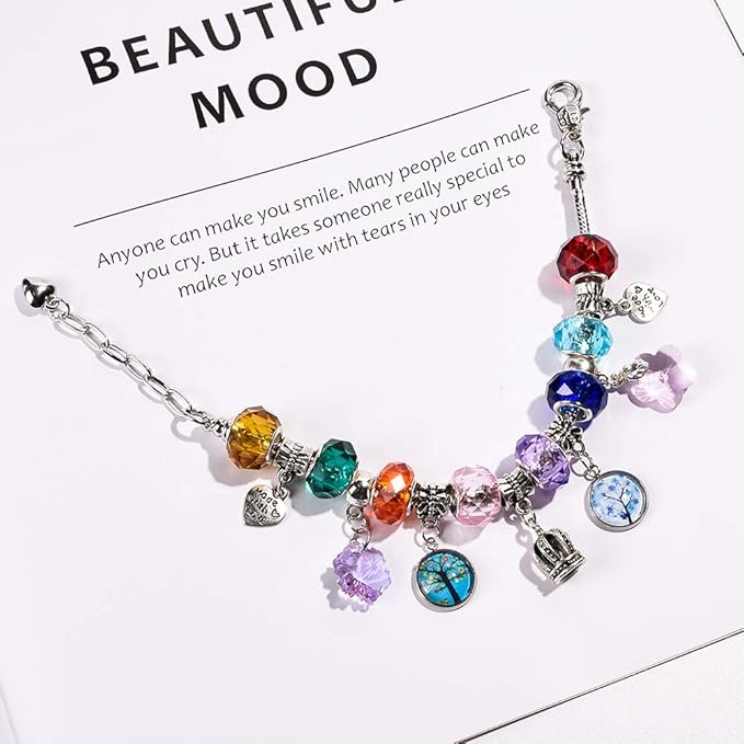 AIPRIDY 100Pcs 15x11mm Painting Murano Large Hole Glass Beads Mix Color with Silver Brass Cores European Charm fit Bracelet Necklace (Faceted)