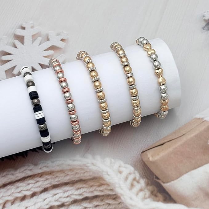 3360pcs Gold & Silver Round Spacer Beads 3/4/6/8mm 4 Size Smooth Ball Beads for Jewelry Making Metal Circle Bead for Bracelet Necklace Earring Making Supply