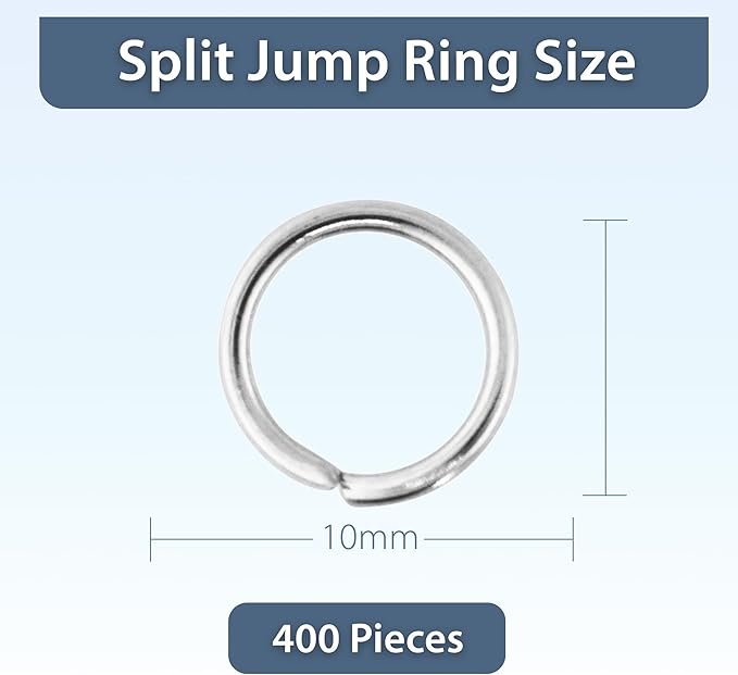 Mandala Crafts Assorted Silver Color Jump Rings Jewelry Findings Metal O Rings for Jewelry Making Supplies - 400 10mm Small Open Jump Rings Kit for Necklace Earring