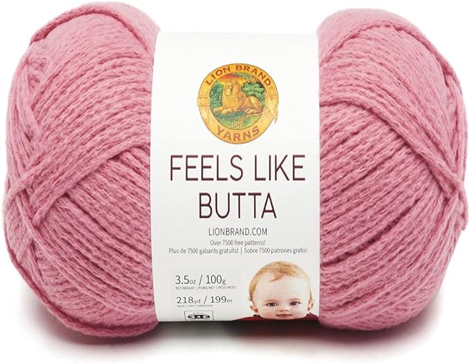 Lion Brand Yarn Feels Like Butta Yarn, Velvety-Soft Yarn for Crocheting and Knitting, 1 Pack, Dusty Pink