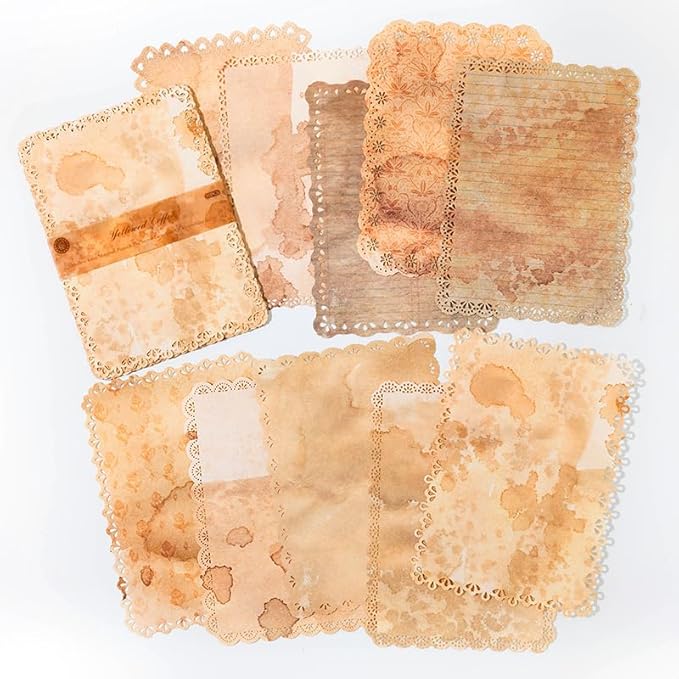 30 Sheets Lace Edged Vintage Scrapbook Paper, Assorted Set - 3 Pack Background Stationery Paper Ephemera for Junk Journaling Supplies, Scrapbooking, Collage, Letter Writing