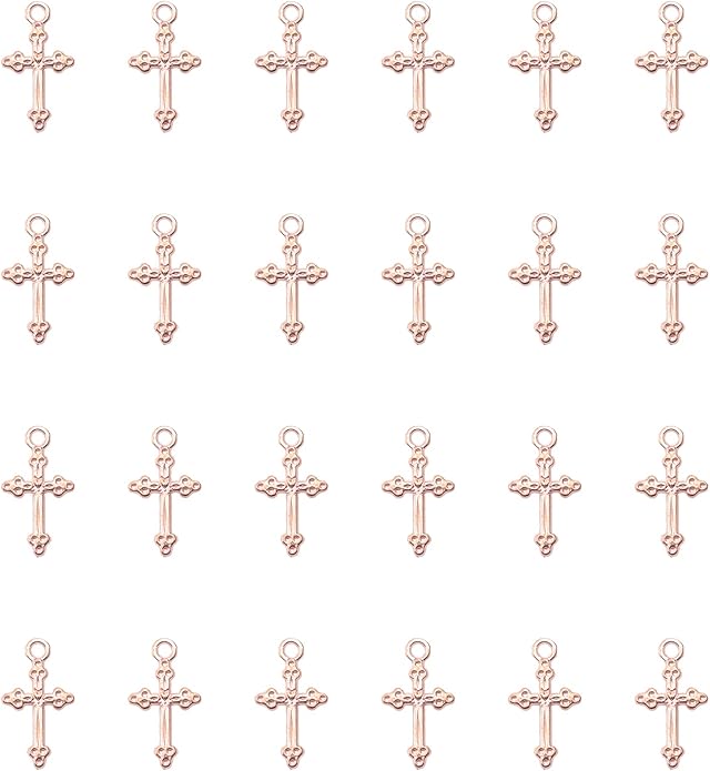 50 Pcs Vintage Crucifix Pendants Beading Charms with Hole Metal Religious Antique Silver Gold Bulk Cross for Jewelry Making Kit DIY Bracelet Necklace Earring Keychain Accessories Supplies